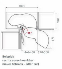 Eckschrank-Schwenkbeschlag Le Mans II